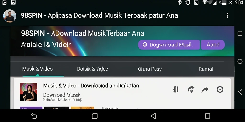 Antarmuka aplikasi 98SPIN untuk download musik.