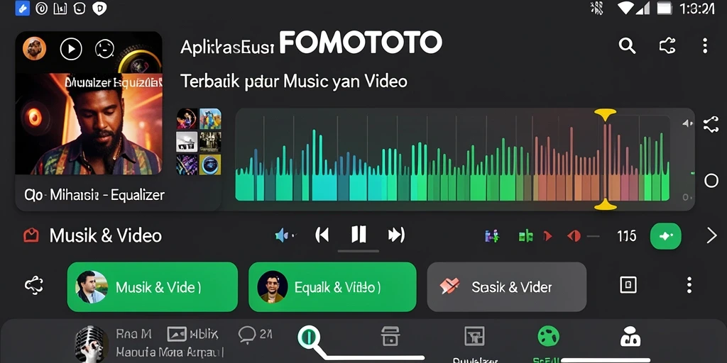 Tampilan antarmuka utama FOMOTOTO dengan fungsi Equalizer.