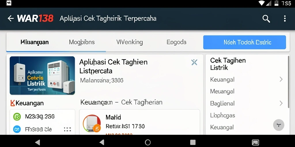 Antarmuka aplikasi WAR138 untuk cek tagihan listrik yang user-friendly.